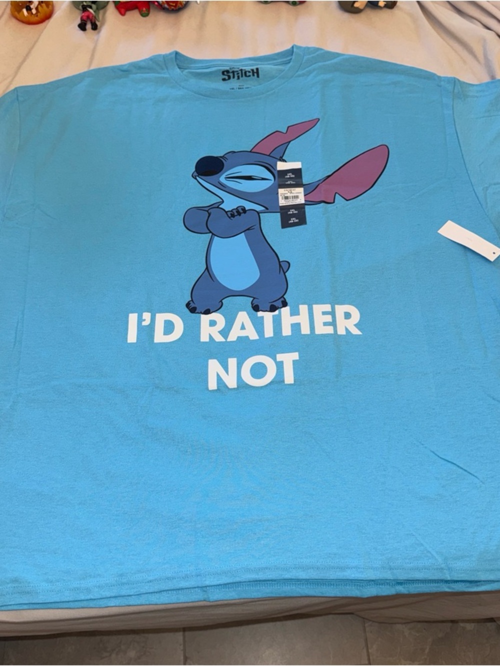Disney Blue Stitch Graphic Tee with Pink Ear Accents